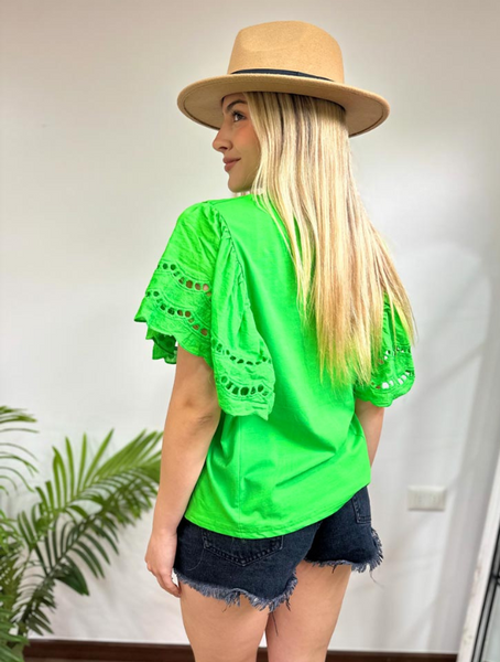Polera manga Broderi modelo Paula