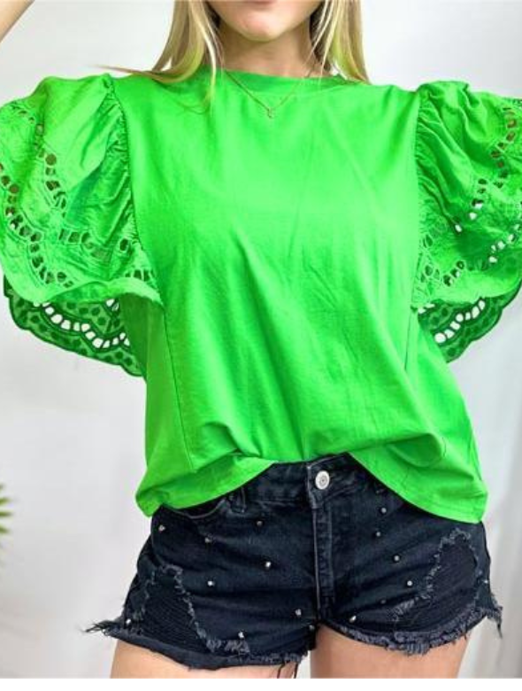 Polera manga Broderi modelo Paula