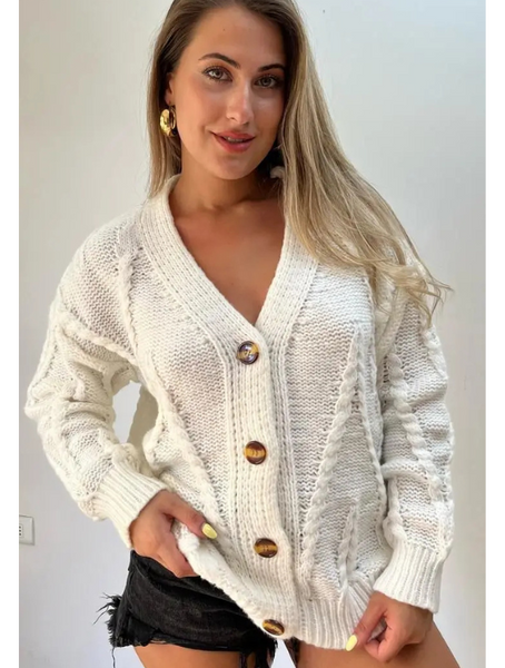 Chaleco Mujer Trenzado Color Blanco Modelo Florencia