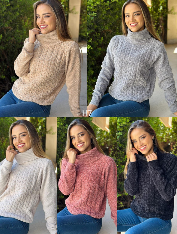 Sweater cuello Alto color Gris modelo Rosario