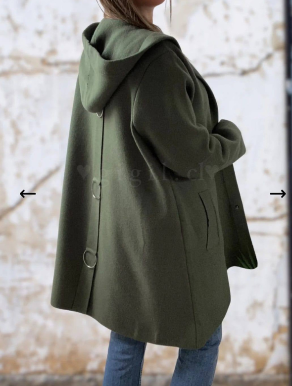 Abrigo Mujer Abotonado Color Verde  Modelo Manhattan