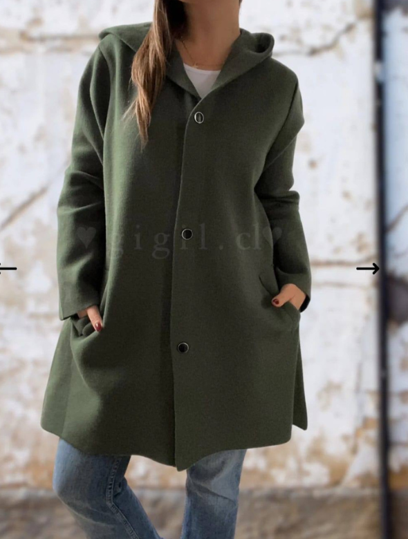 Abrigo Mujer Abotonado Color Verde  Modelo Manhattan