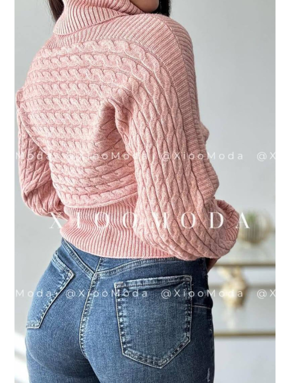 Sweater Trenzado Color Rosa Modelo Anastasia
