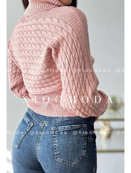 Sweater Trenzado Color Rosa Modelo Anastasia