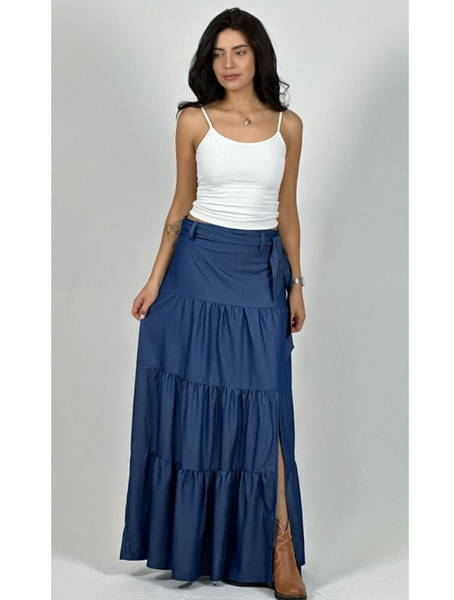 Falda Mezclilla seccionada Modelo Alaniz