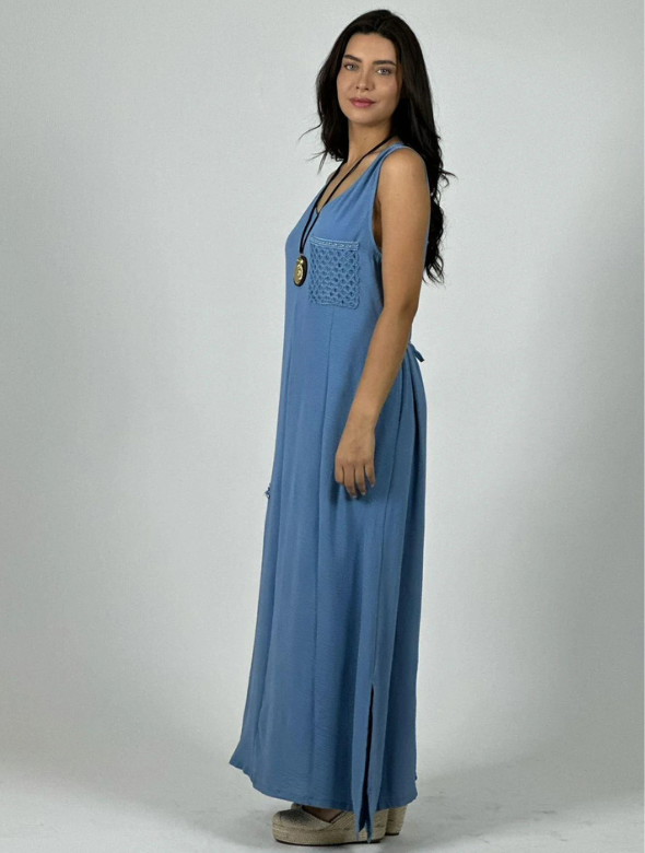 Vestido Largo crepe Modelo Mallorca