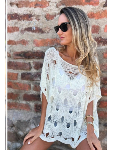 Blusón tejido calado Boho Modelo Ariana