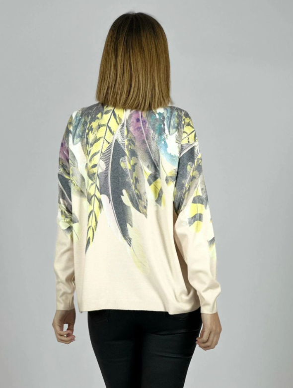 Sweater Italiano Mujer Estampado Artístico Manga Larga Modelo Moira