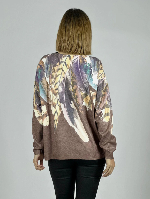 Sweater Italiano Mujer Estampado Artístico Manga Larga Modelo Moira