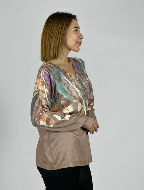 Sweater Italiano Mujer Estampado Artístico Manga Larga Modelo Moira