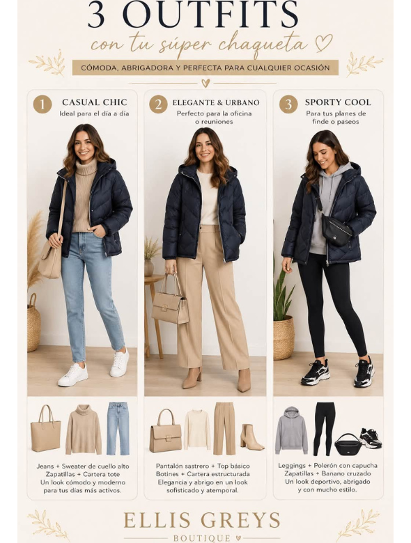 Chaqueta Acolchada color negro  con Capucha para Mujer modelo Dakota