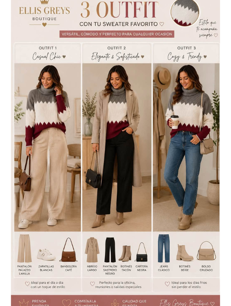 Sweater Tejido Cuello Alto modelo Eloísa