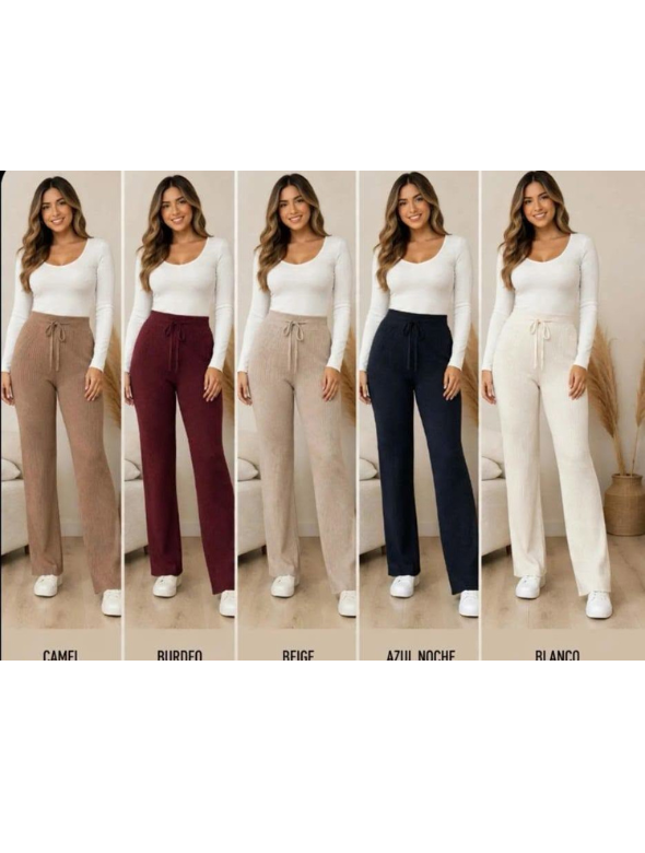 Pantalón Tejido Lanilla Pierna recta Modelo Camelia