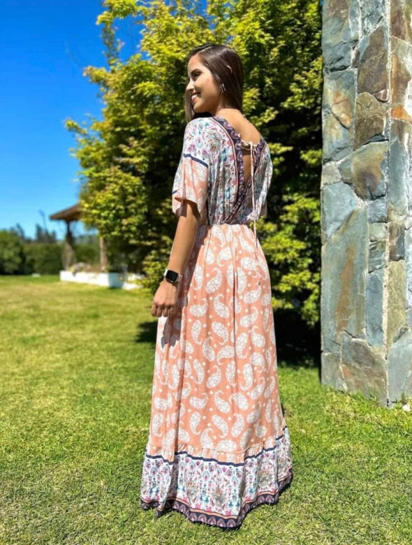 Vestido Largo Mujer Color Damasco Modelo Minerva