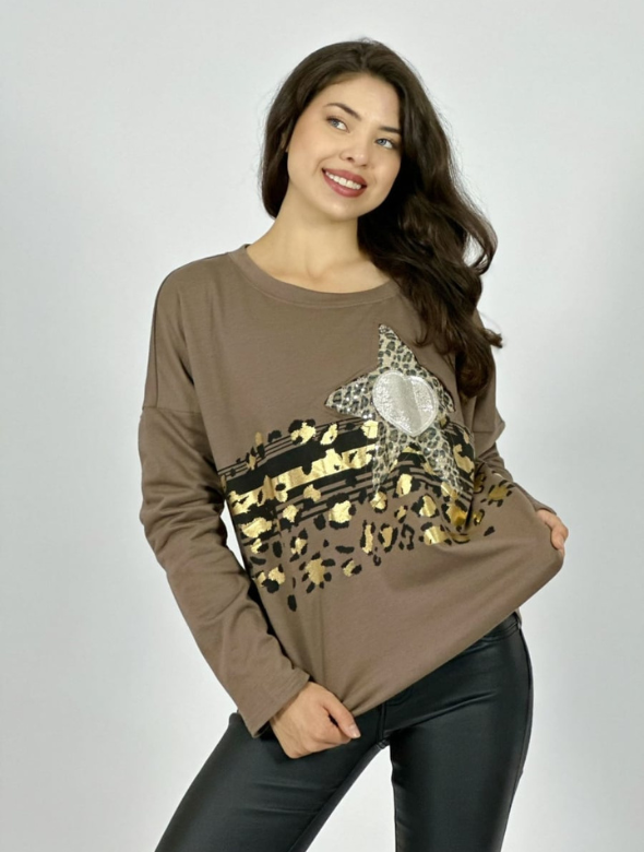 Polera algodón Corazón print Modelo Liz