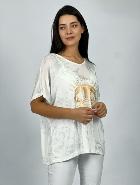 Polera Mujer Acetato Holgada Estampada Modelo Damla