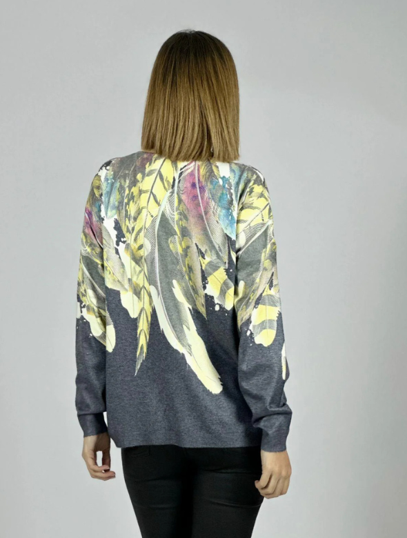 Sweater Italiano Mujer Estampado Artístico Manga Larga Modelo Moira