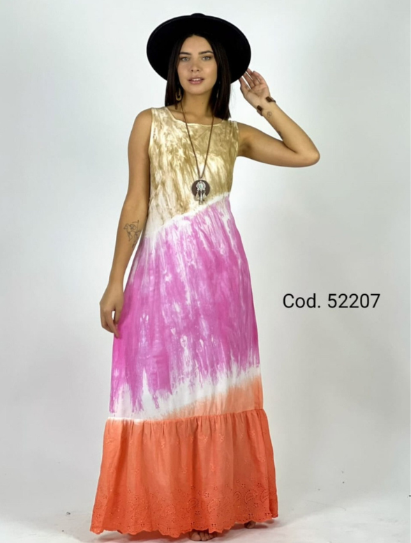 Maxi vestido Broderi Mujer modelo Amaya