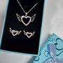 Conjunto Plata Corazón Con Alas