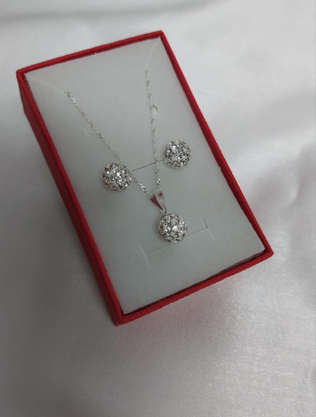 Conjunto Plata  Perla Circón