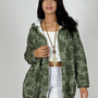 Chaqueta Mezclilla Mujer Estampada con Capucha y bolsillos Color Verde Modelo Galicia