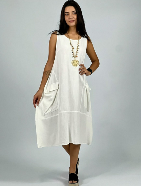 Vestido de Lino con Bolsillos Cargo Modelo Aurora