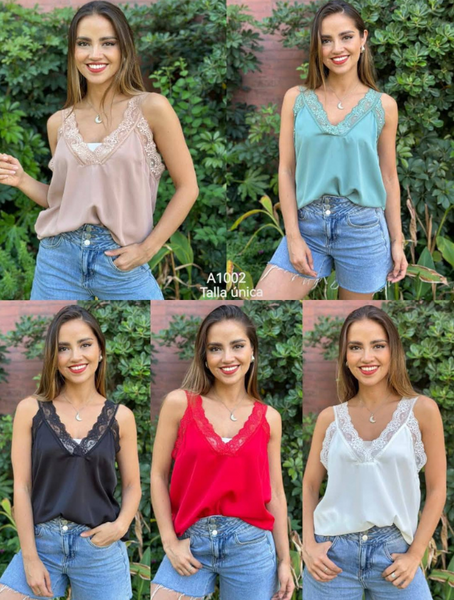 Polera Lencera con Encaje Modelo Flaviana