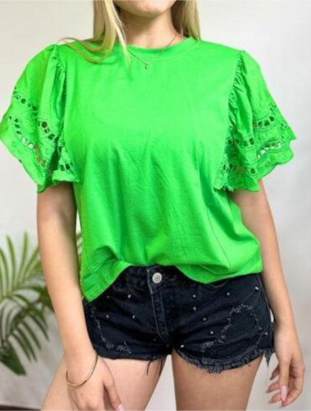 Polera manga Broderi modelo Paula