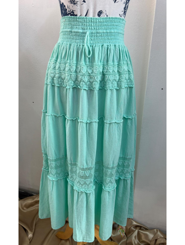 Falda Elasticada  Color Menta Modelo Moira