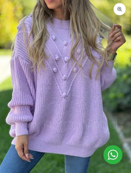 Sweater Tejido Lana Holgado Modelo Ariana
