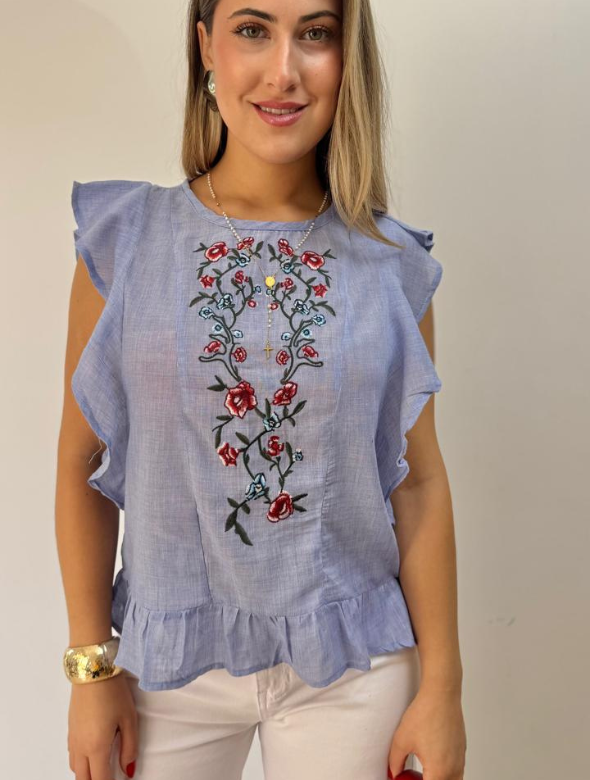 Polera Bordada Modelo catalina