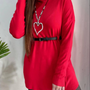 Sweater spandex Color Rojo con cinturon Modelo  Carmina