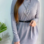 Sweater spandex Color Gris con cinturon Modelo Carmina