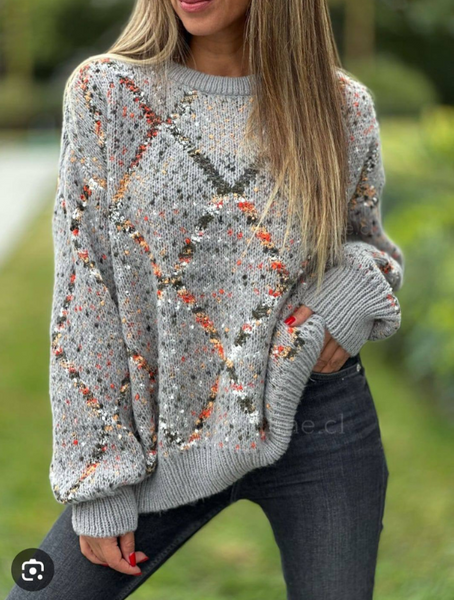 Sweater Lana Color Gris Modelo Roma