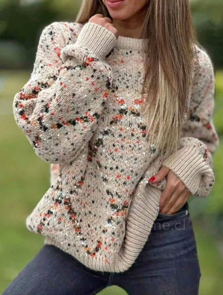 Sweater Lana Color Beige Modelo Roma
