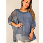 Blusón Oversize Gasa Azul Modelo Magnolia