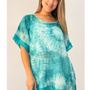 Blusa Tie-Dye Turquesa con aplicaciones  Brillantes Modelo  Simone