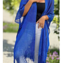 Kimono largo con flecos Modelo Rosario
