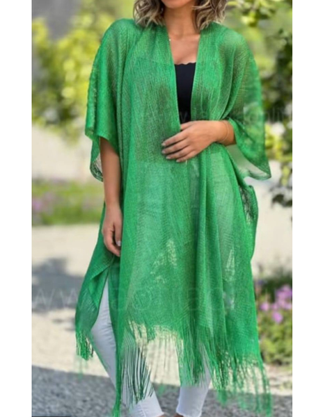 Kimono largo con flecos Modelo Rosario