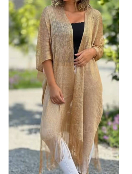 Kimono largo con flecos Modelo Rosario