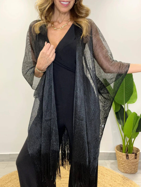 Kimono largo con flecos Modelo Rosario