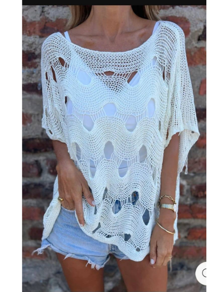 Blusón tejido calado Boho Modelo Ariana