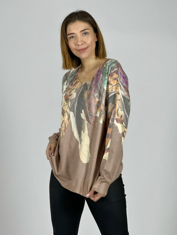 Sweater Italiano Mujer Estampado Artístico Manga Larga Modelo Moira