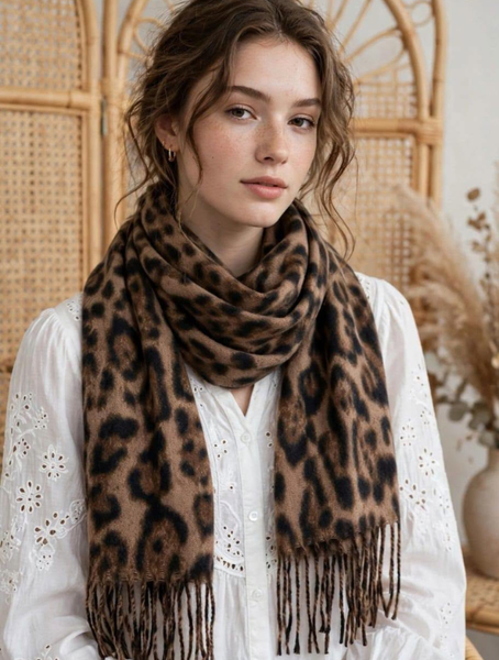 Bufanda Mujer Animal Print negro y Café
