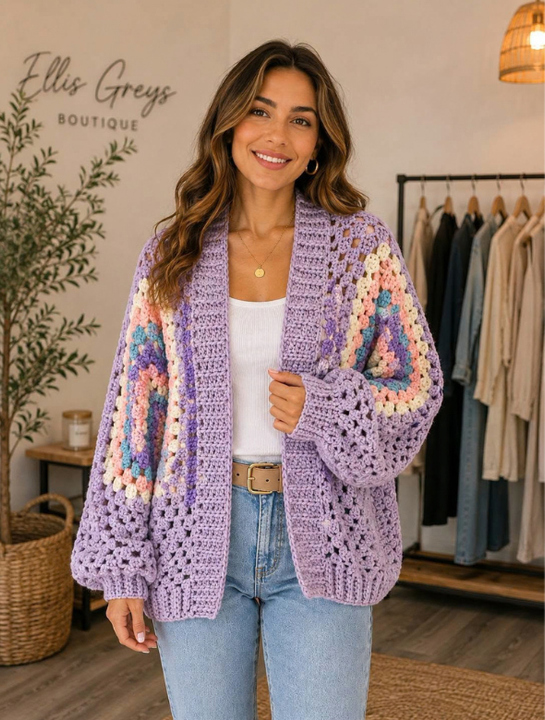 Cardigan en tonos lilas modelo Eloisa