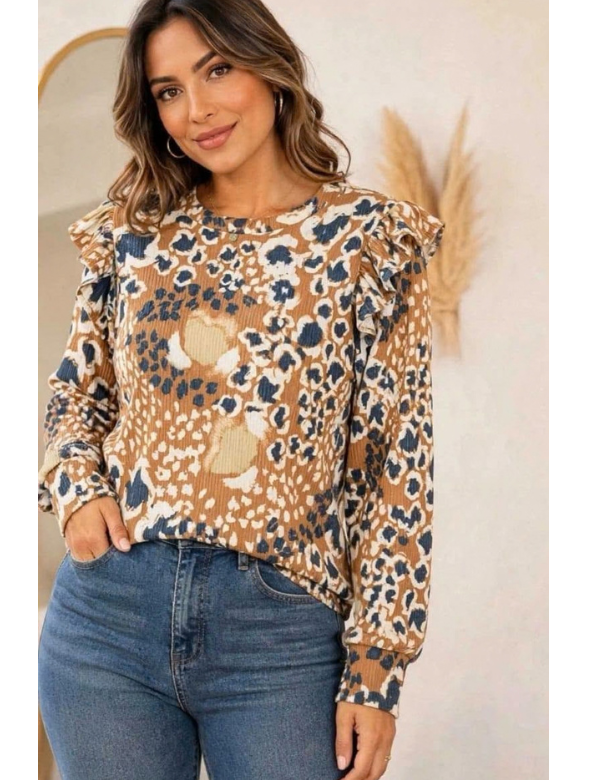 Polera estampada mujer elasticada modelo Genoveva