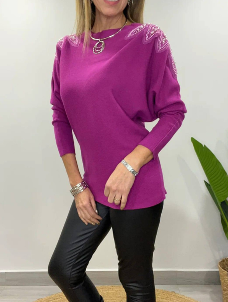Sweater elasticado con aplicaciones modelo Alicia