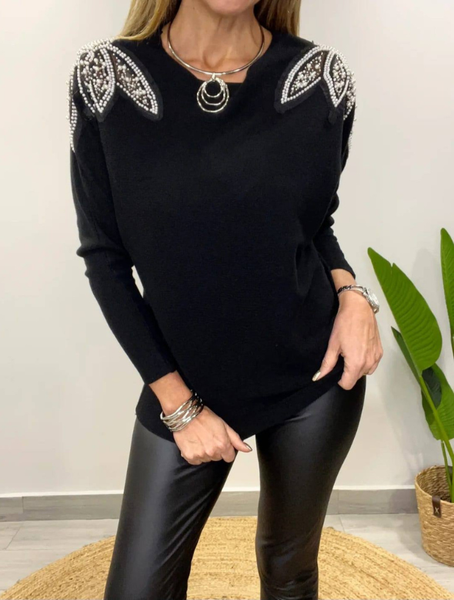 Sweater elasticado con aplicaciones modelo Alicia