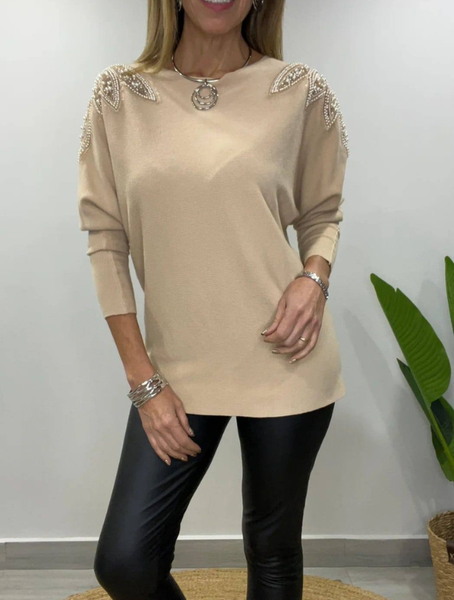 Sweater elasticado con aplicaciones modelo Alicia