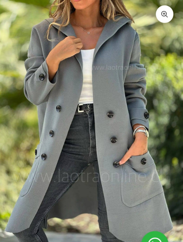 Abrigo Abotonado Color Gris Modelo Boston